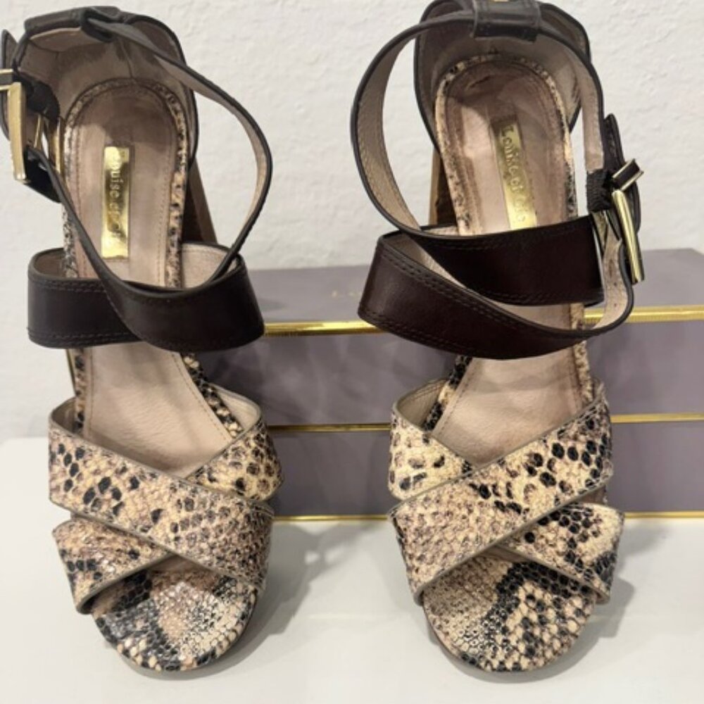 Louise et Cie genuine leather beige-brown Leather round Toe High Heel Size 8